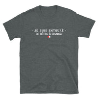 Thumbnail for T-shirt Vendée gris foncé chiné - Je suis entouré de bêtes à charge