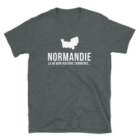 Thumbnail for T-shirt Normandie gris foncé chiné dos - Mon histoire commence avec humour