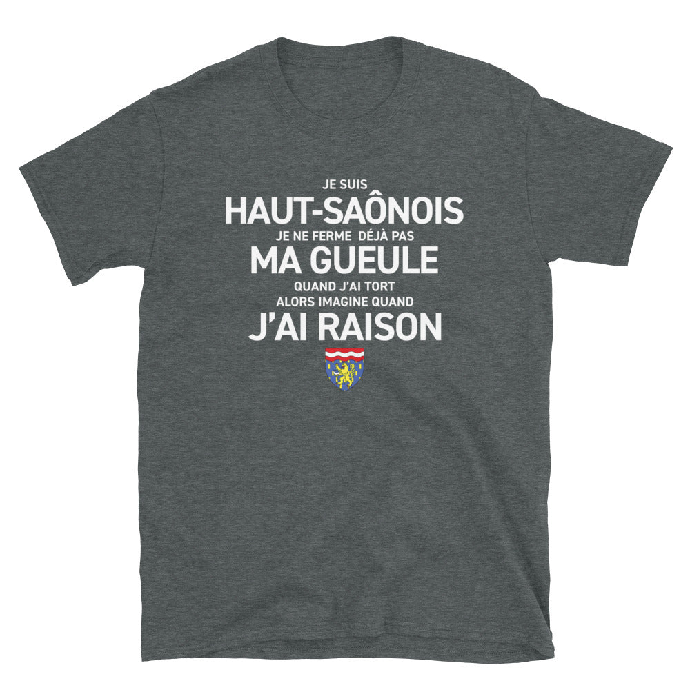 T-shirt Franche-Comté noir dos - Je suis Haut-Saônois je ne ferme pas ma gueule