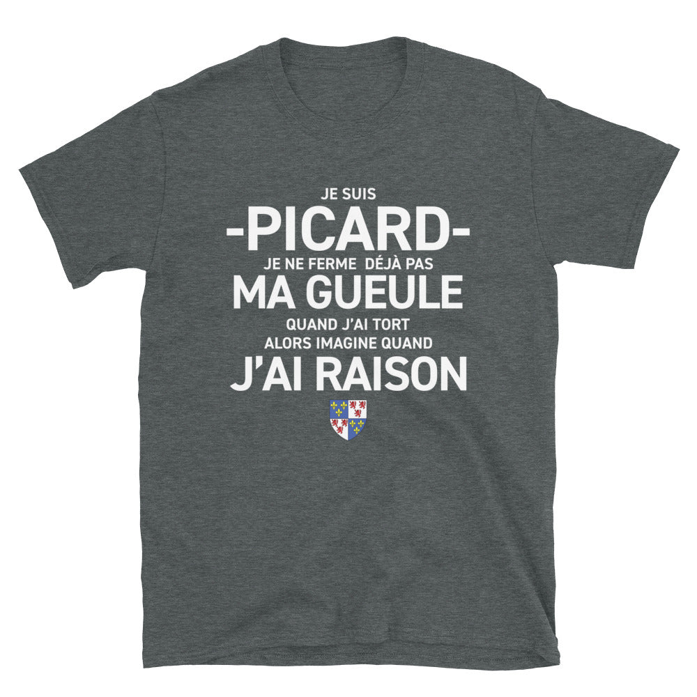 T-shirt Picard gris foncé chiné - Je suis Picard je ne ferme pas ma gueule