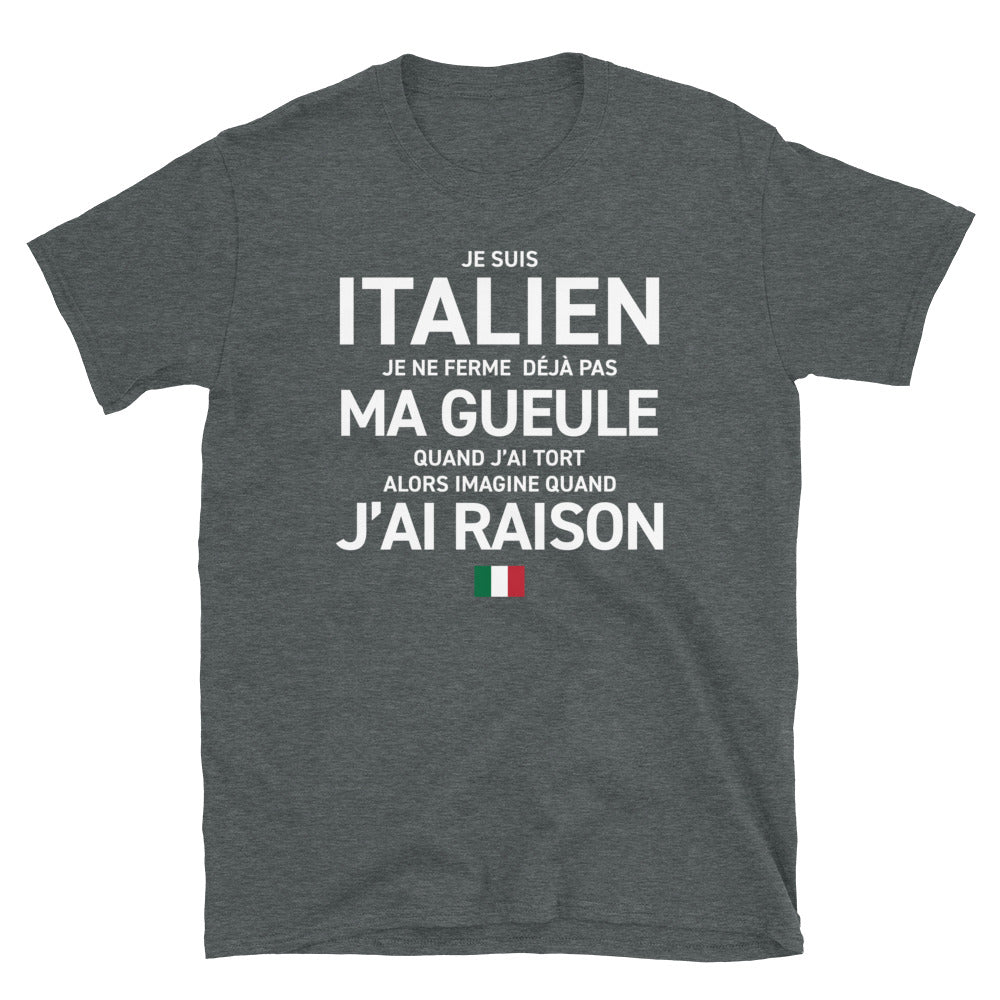 T-shirt Italie noir dos - Je ne ferme pas ma gueule