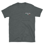 Italia - T-shirt standard unisexe brodé avec liseré drapeau italien vert blanc rouge - Ici & Là - T-shirts & Souvenirs de chez toi