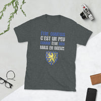 Thumbnail for T-shirt Franche-Comté gris foncé chiné dos - Être comtois un peu comme être Dieu