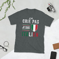 Thumbnail for T-shirt Italie gris foncé chiné dos - Je ne crie pas je suis Italien