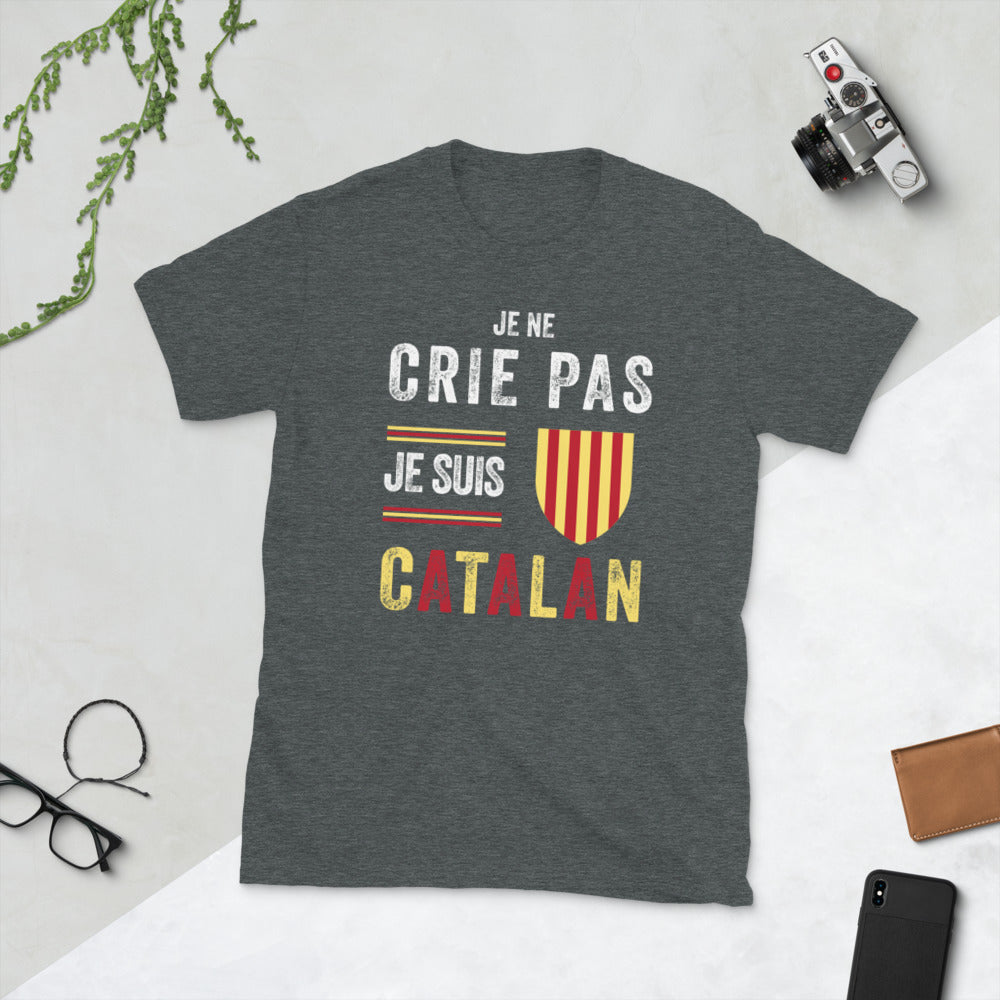 T-shirt Catalan gris foncé chiné - Je ne crie pas je suis Catalan