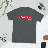 Thumbnail for T-shirt Italie gris foncé chiné dos - Fierté et humour des origines