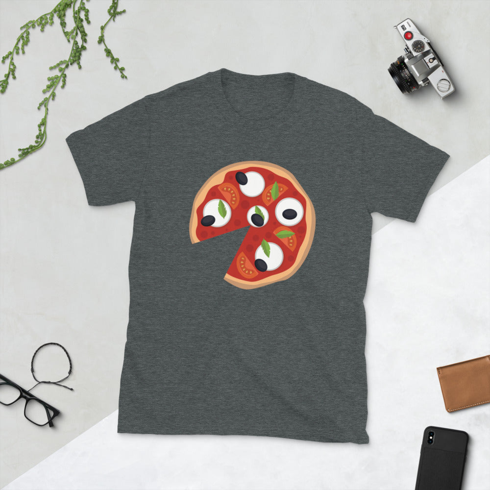 T-shirt Italie gris foncé chiné dos - Grand part de pizza italienne père fils