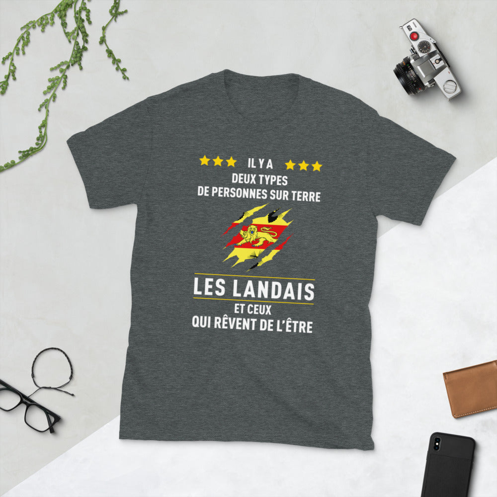 T-shirt Landais bleu marine dos - Deux types de personnes humoristiques