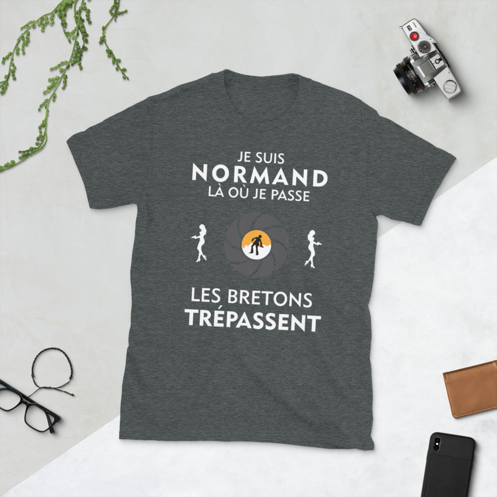 T-shirt Normand gris foncé chiné dos - Je suis Normand là où je passe