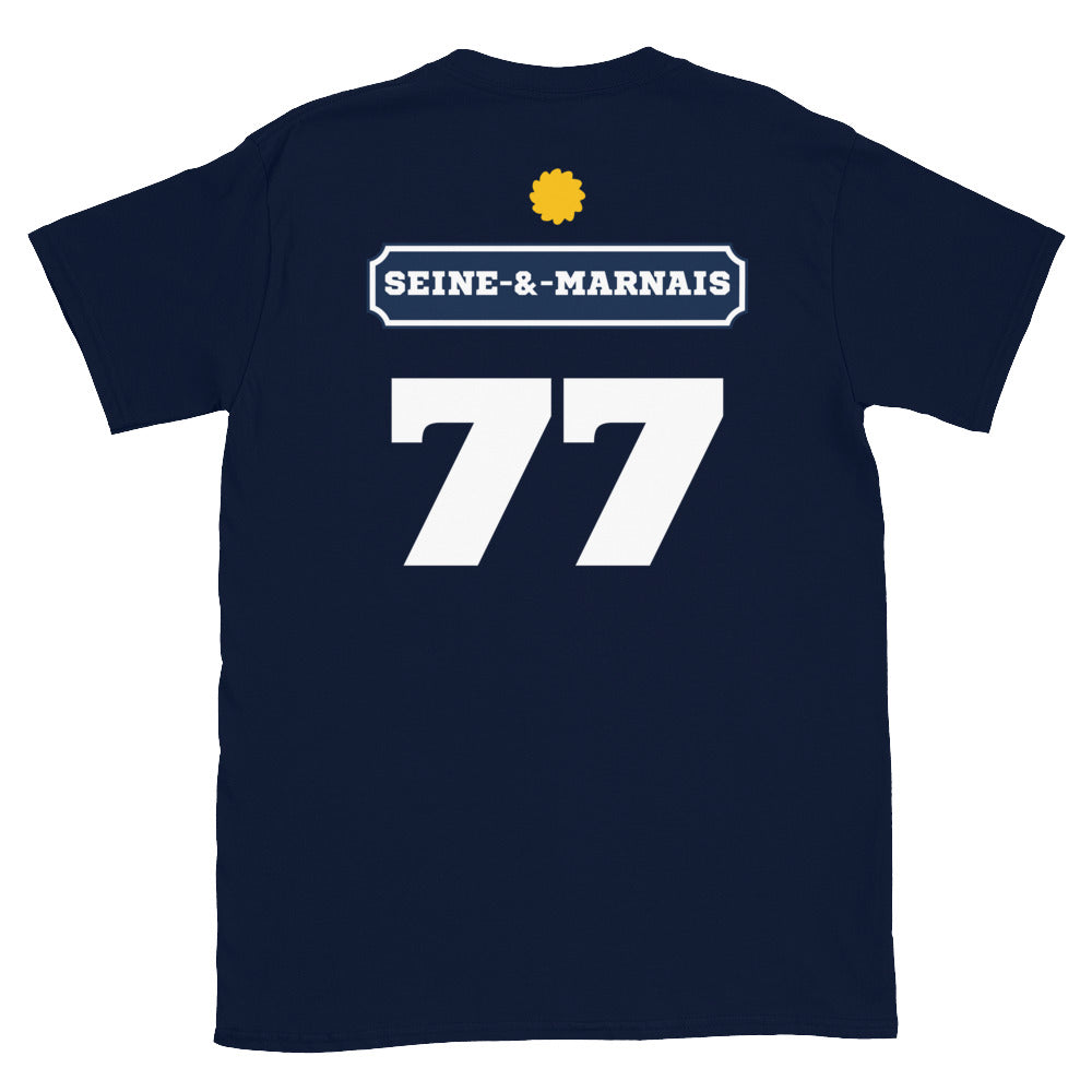 T-shirt Seine-et-Marnais gris foncé chiné dos - Pastis humour