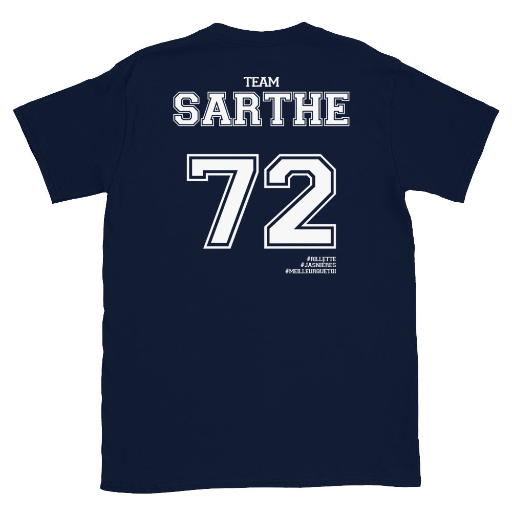 T-shirt Sarthe 72 bleu marine dos - Fierté locale avec humour