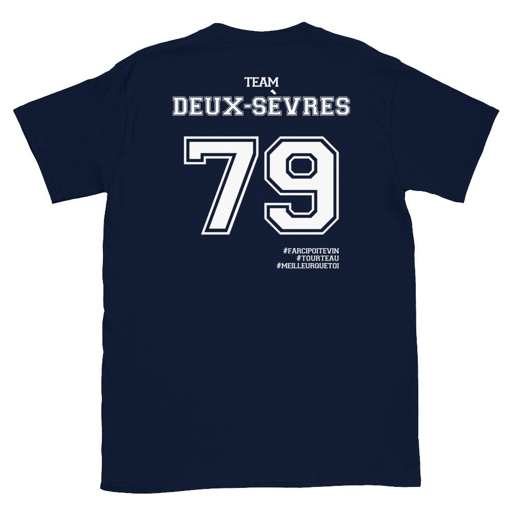 T-shirt Deux-Sèvres 79 Poitou gris foncé chiné dos - design humoristique