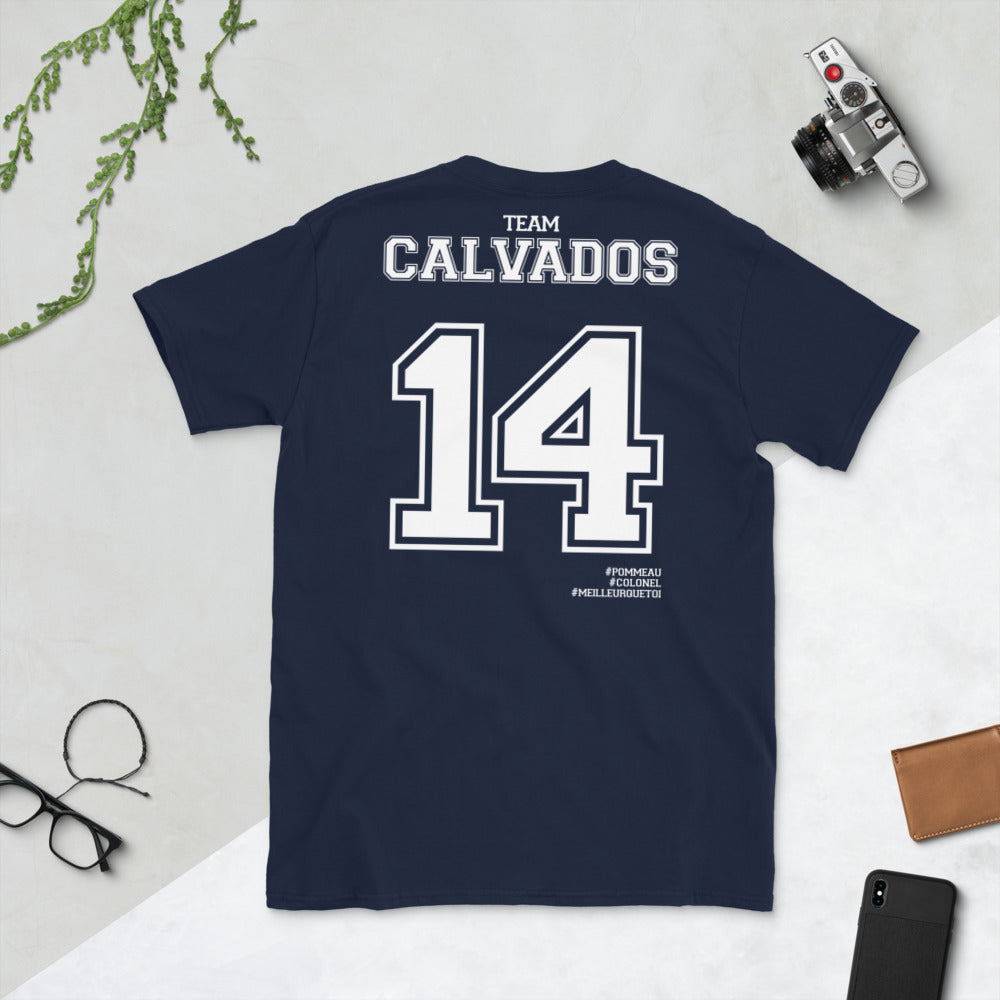 T-shirt Normandie gris foncé chiné dos - Fierté Calvados avec humour