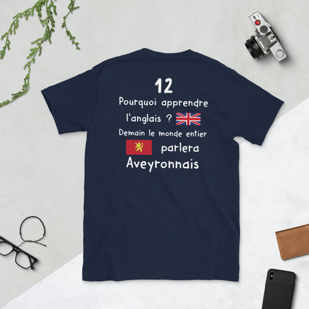 T-shirt Aveyron noir dos - Pourquoi apprendre l'anglais demain