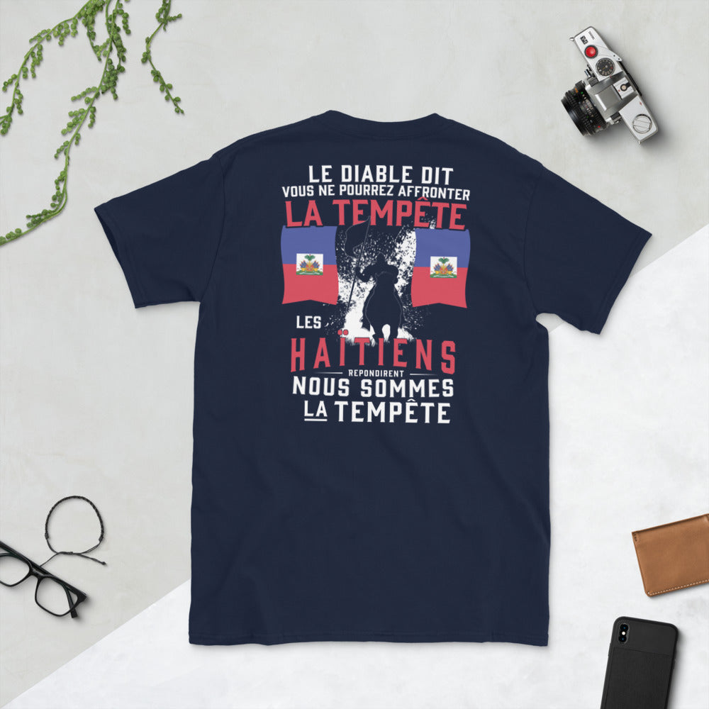 T-shirt Haïti bleu marine - Les Haïtiens répondirent nous somme la tempête