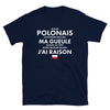 T-shirt Pologne noir - Je suis Polonais je ne ferme pas ma gueule