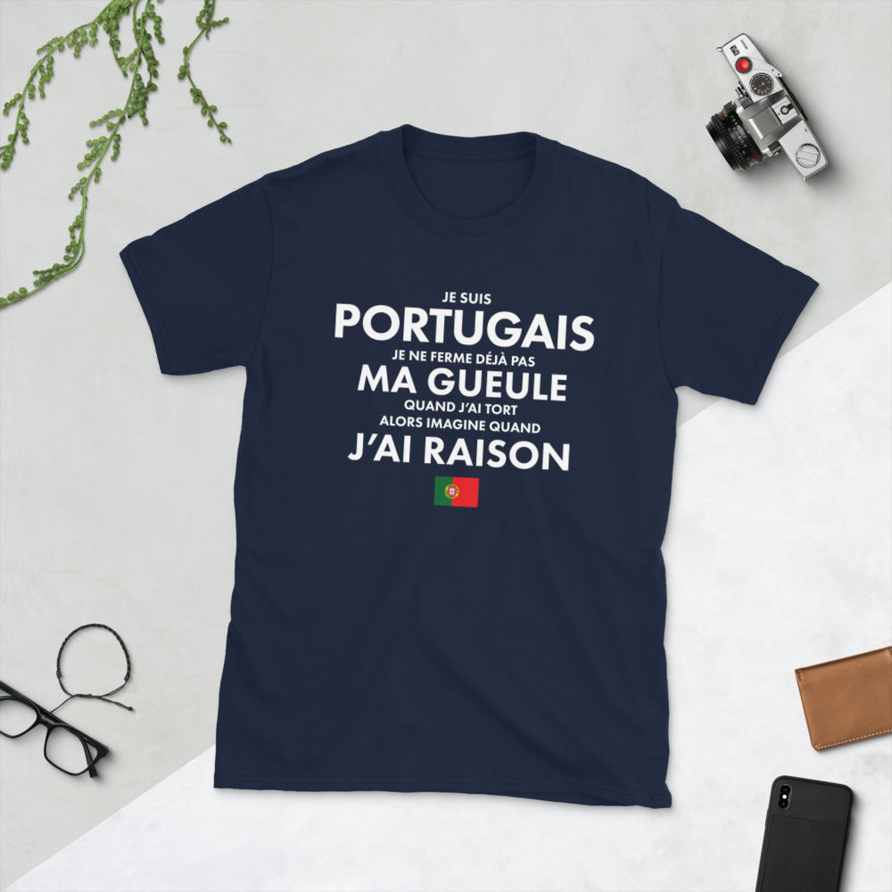 T-shirt Portugal gris foncé chiné - Je suis Portugais je ne ferme pas ma gueule