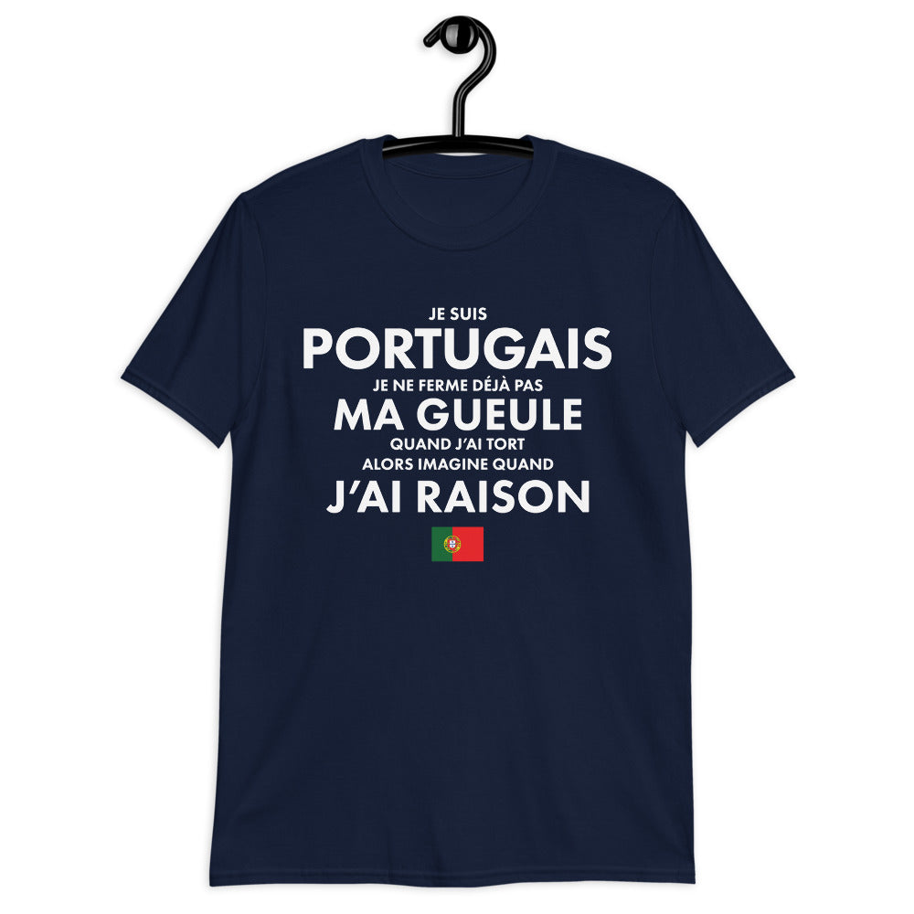 T-shirt Portugal gris sport - Je suis Portugais je ne ferme pas ma gueule