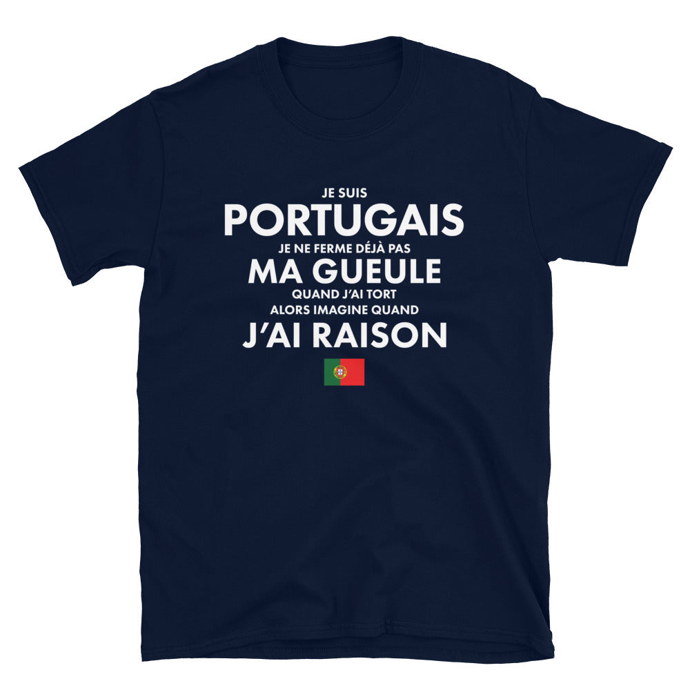 T-shirt Portugal noir dos - Je suis Portugais je ne ferme pas ma gueule