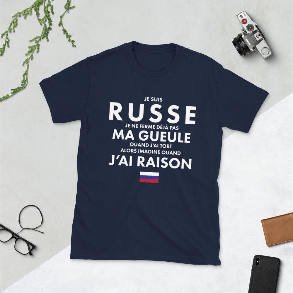 T-shirt Russe bleu marine - Je ne ferme pas ma gueule