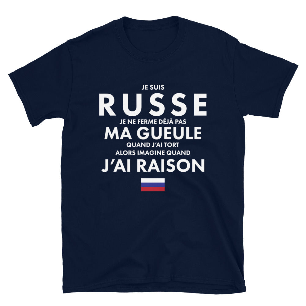 T-shirt Russe bleu marine dos - Je ne ferme pas ma gueule