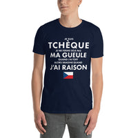 Thumbnail for T-shirt Tchèque gris foncé chiné - Je suis Tchèque je ne ferme pas ma gueule