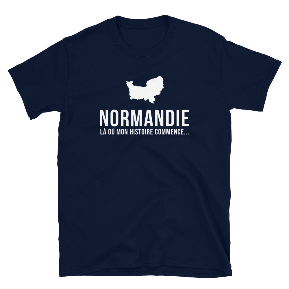 T-shirt Normandie gris foncé chiné - Mon histoire commence avec humour