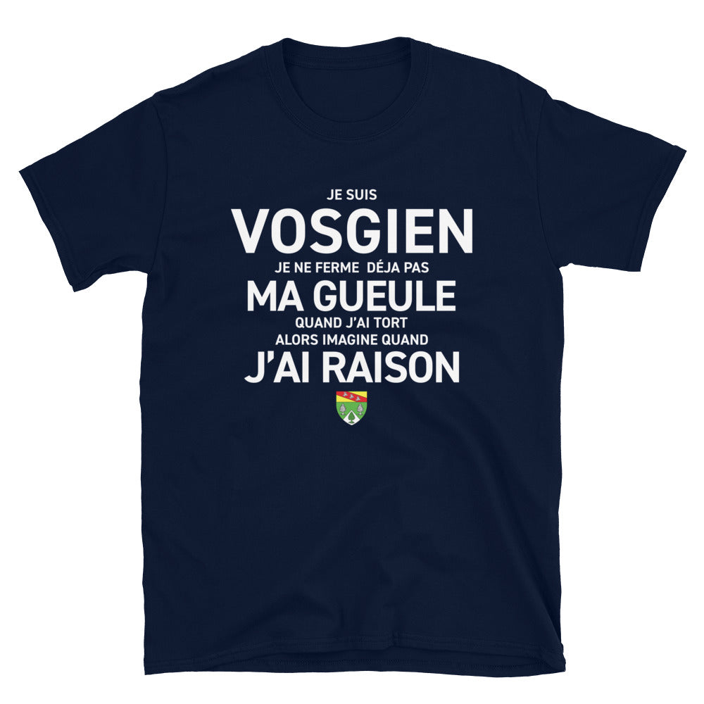 T-shirt Vosgien bleu marine dos - Je ne ferme pas ma gueule