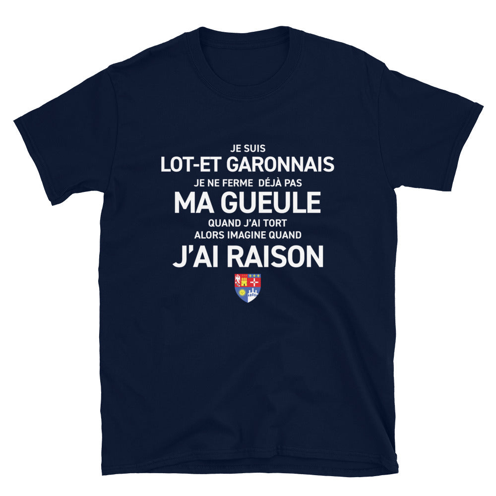 T-shirt Lot-et-Garonne noir dos - Je ne ferme pas ma gueule