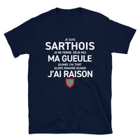 Thumbnail for T-shirt Sarthois bleu marine dos - design humoristique