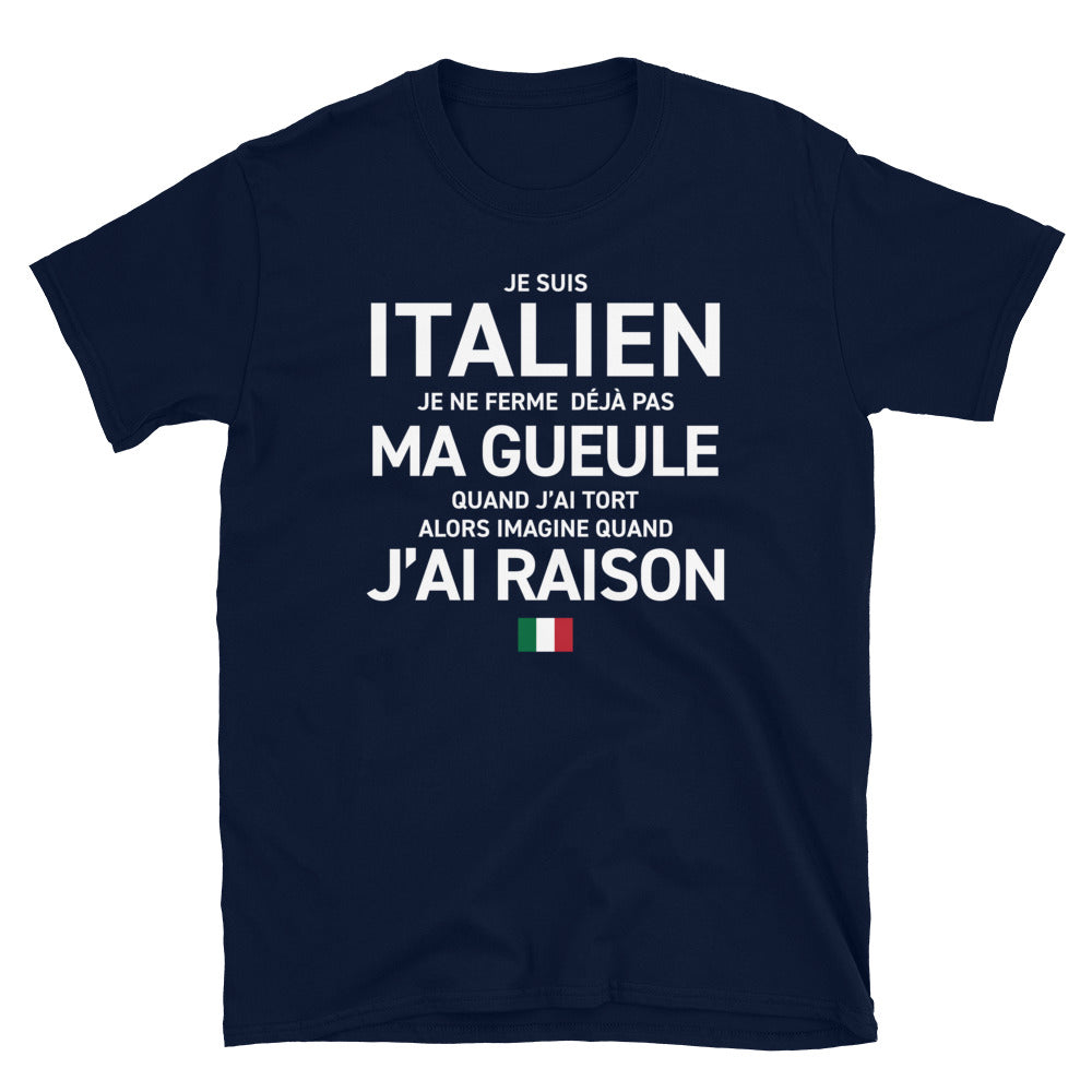 T-shirt Italie bleu marine dos - Je ne ferme pas ma gueule