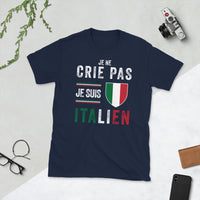Thumbnail for T-shirt Italie gris foncé chiné - Je ne crie pas je suis Italien