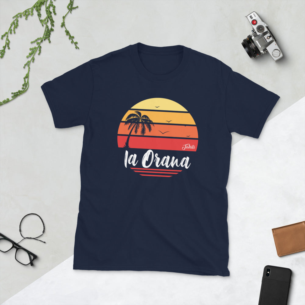 T-shirt Tahiti bleu marine dos - Ia Orana, style hawaïen humoristique