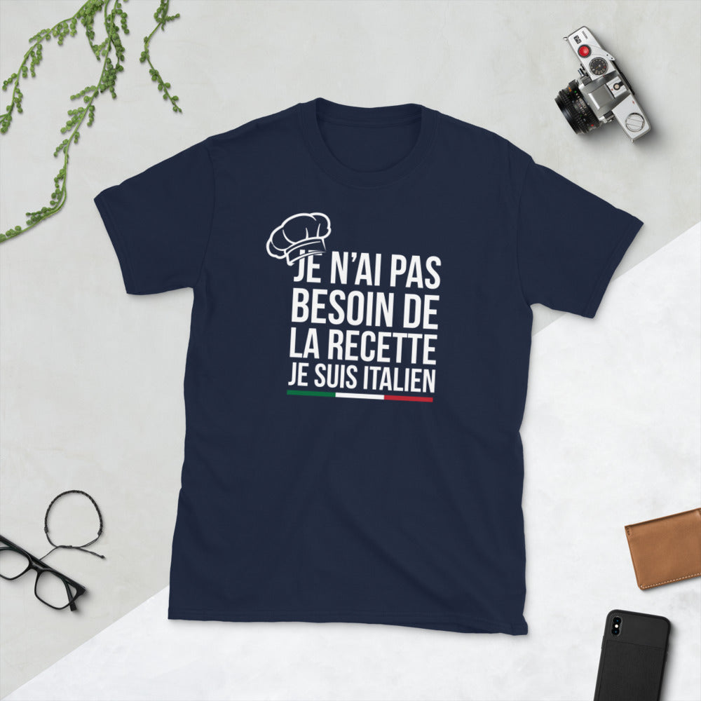 T-shirt Italie bleu marine - Je suis italien avec humour