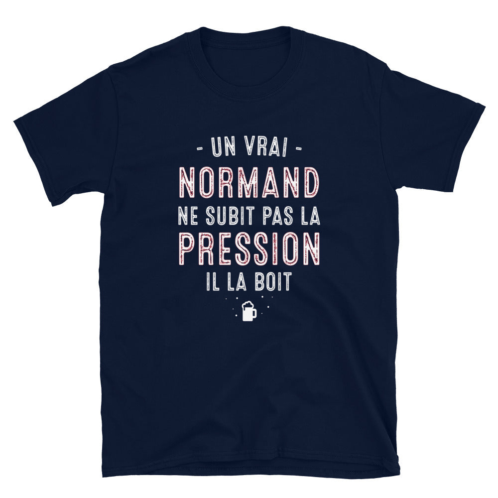 T-shirt Normand bleu marine dos - Il ne subit pas la pression, il la boit