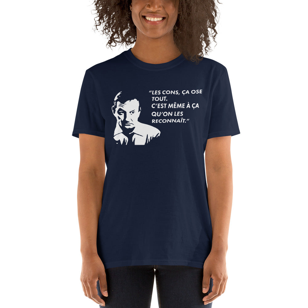 T-shirt humour bleu marine - Les cons ça ose tout, c'est même à ça qu'on les reconnaît face