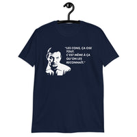 Thumbnail for T-shirt humour gris foncé chiné - Les cons ça ose tout, c'est même à ça qu'on les reconnaît dos