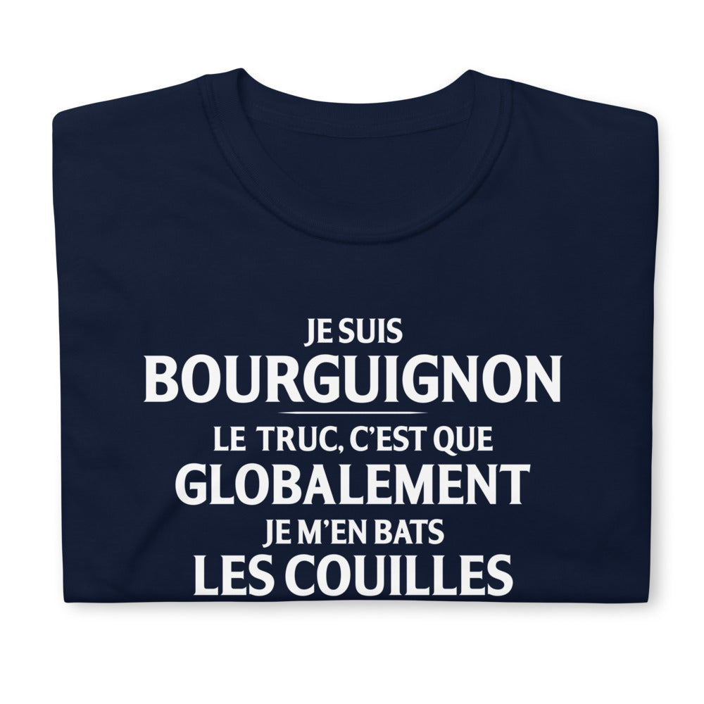 T-shirt Bourgogne noir - Je suis Bourguignon, m'en bats les couilles