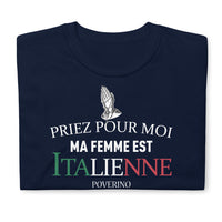 Thumbnail for T-shirt Italie noir - Priez pour moi, ma femme est Italienne