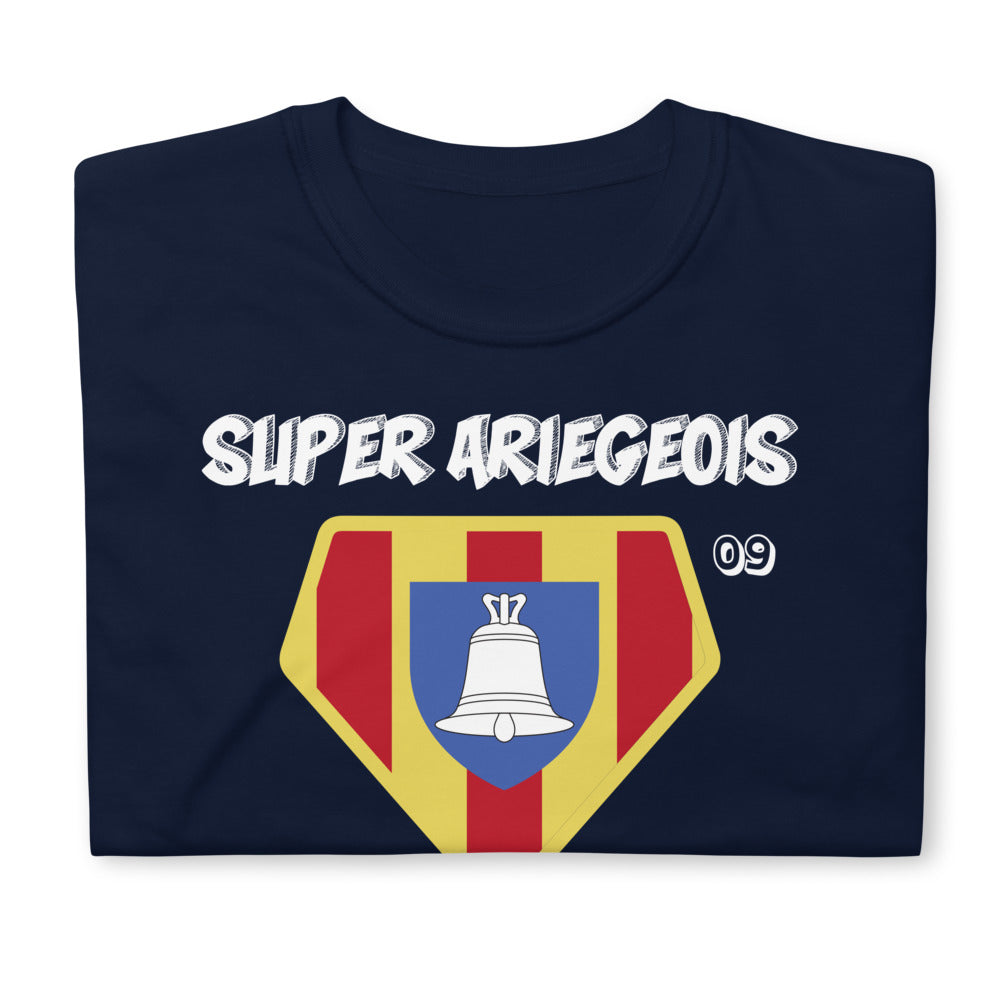 T-shirt Ariège gris foncé chiné dos - Super-Ariégeois avec humour local