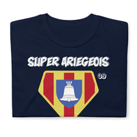 Thumbnail for T-shirt Ariège gris foncé chiné dos - Super-Ariégeois avec humour local