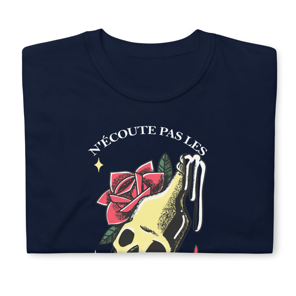T-shirt humour Normands bleu marine dos - Ne les écoutez pas