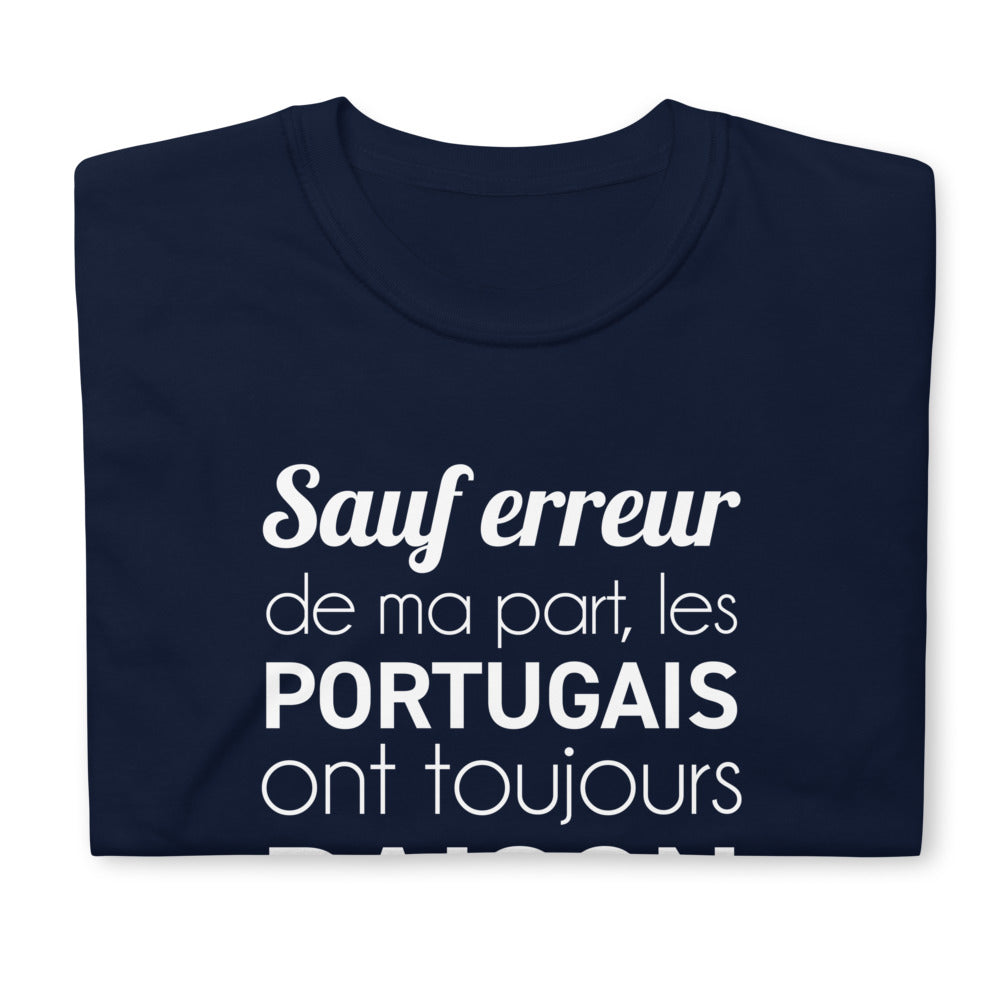 T-shirt Portugal bleu marine dos - Sauf erreur de ma part