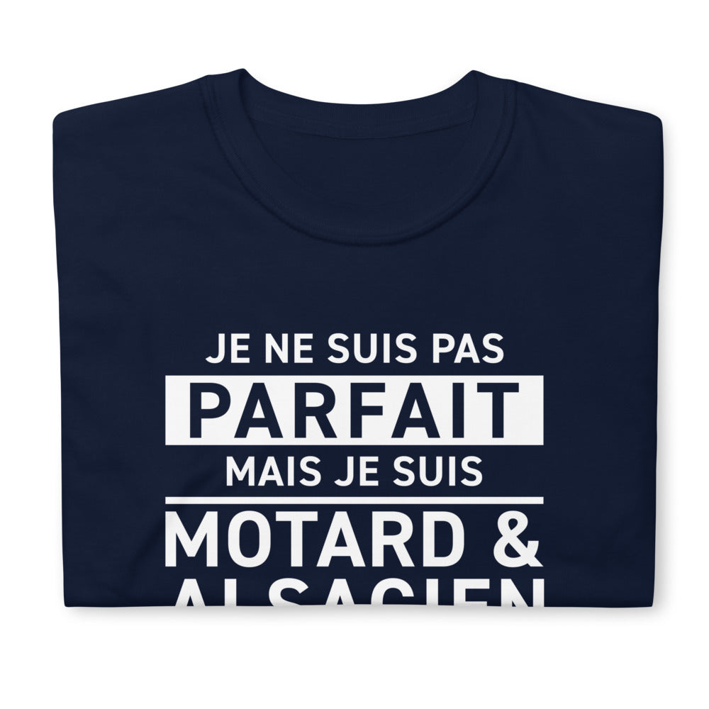 T-shirt Alsacien bleu marine dos - Motard avec humour local