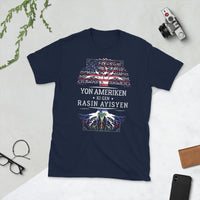Thumbnail for T-shirt Haïti gris foncé - Yon Ameriken ki gen rasin ayisyen