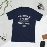 Thumbnail for T-shirt Franche-Comté bleu marine dos - Ne me force pas à prendre l'accent comtois