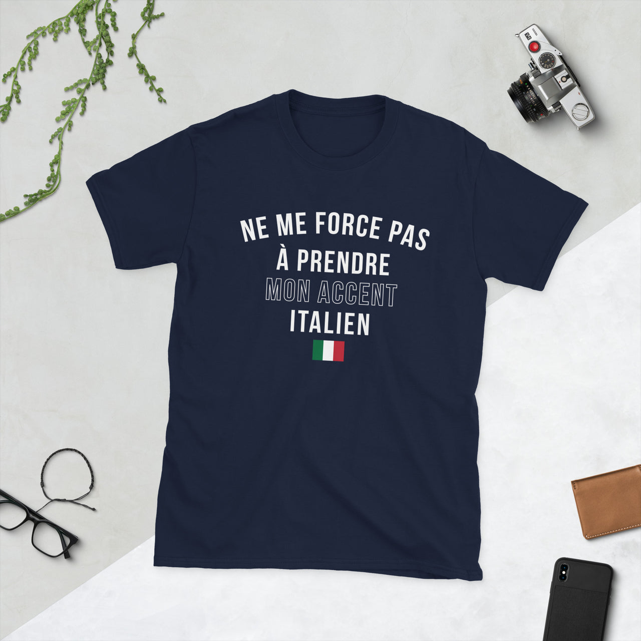 T-shirt Italie gris foncé chiné dos - Ne me force pas à prendre mon accent