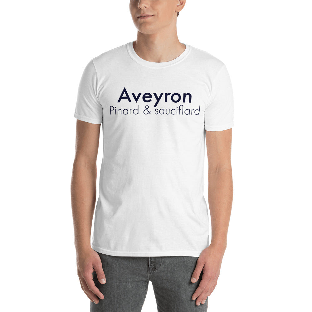 T-shirt Aveyron blanc face - Pinard et Sauciflard humoristique