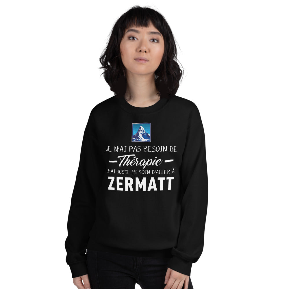 Sweatshirt Zermatt bleu marine - Pas besoin de thérapie, juste le Cervin