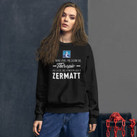 Thumbnail for Sweatshirt Zermatt noir dos - Pas besoin de thérapie, juste le Cervin